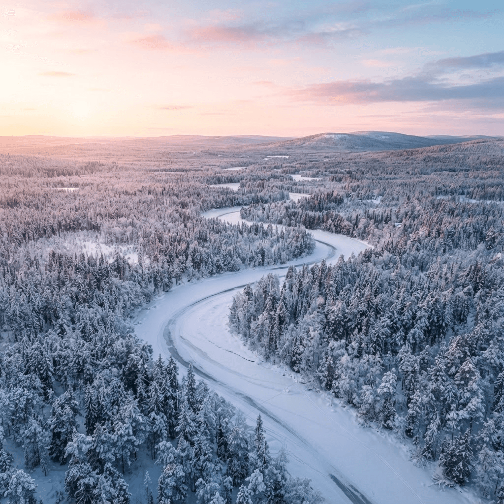 Winter landscape in Rovaniemi, Finnish Lapland