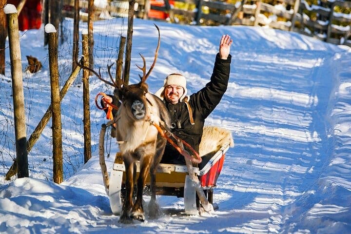 Reindeer Farm Visit and 2,5 km Sleigh Ride Through Snowy Landscapes